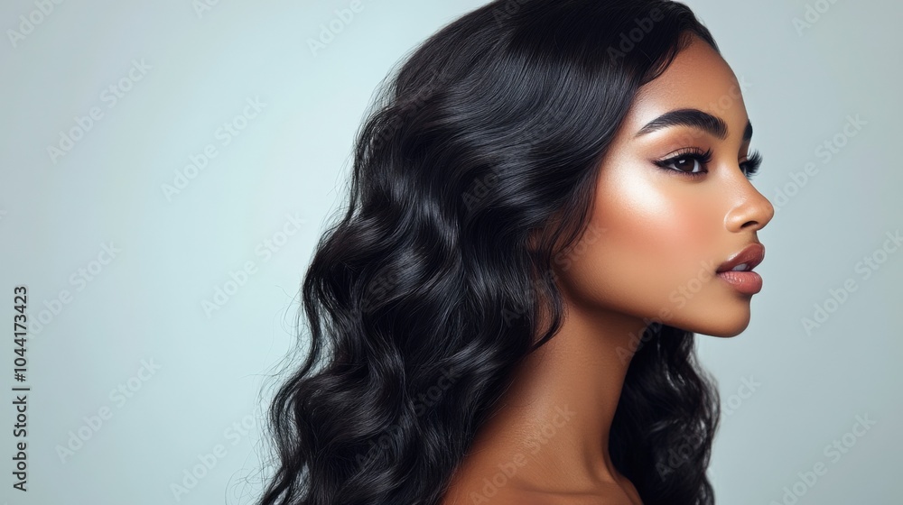 Profile Portrait of a Woman with Wavy Hair Profile Portrait of a Woman with Wavy Hair