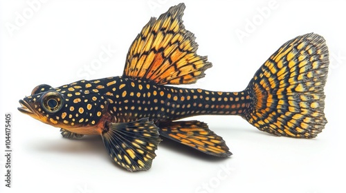 captivating Royal Pleco is highlighted against a white background displaying its intricate coloration and patterns reflecting its natural habitat qualities. photo