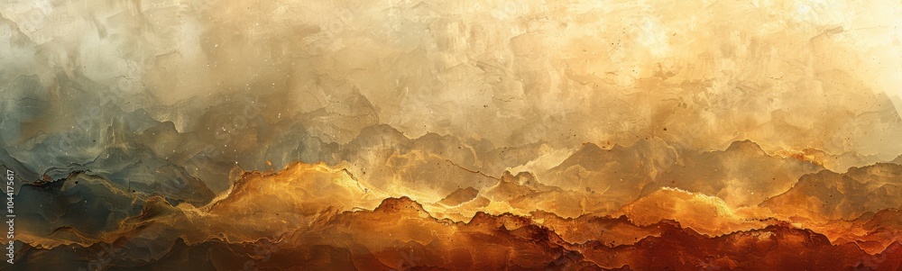 Abstract painting of a brown and orange sky with clouds, banner, copy space Abstract painting of a brown and orange sky with clouds, banner, copy space