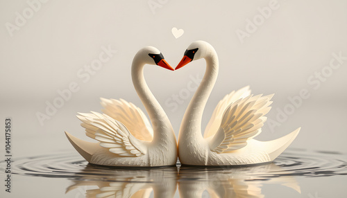 Wallpaper Mural Couple of white swans in love isolated with white highlights, png Torontodigital.ca
