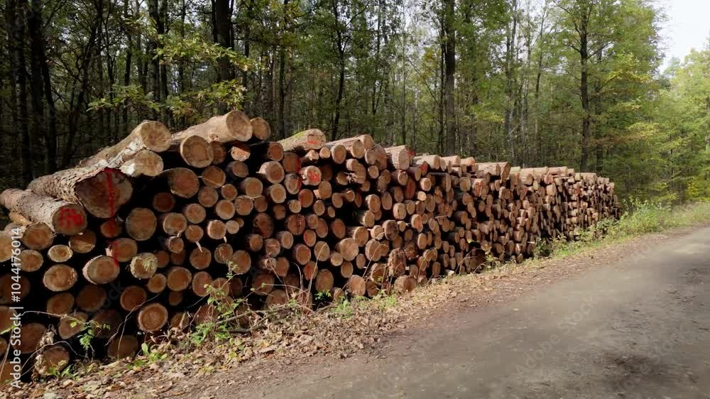 stack of wood in the forest after cut down stack of wood in the forest after cut down