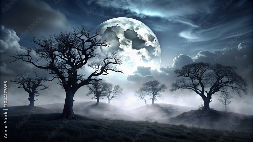 Dark Enigmatic Landscape with Spooky Black Background for Haunting Atmosphere Dark Enigmatic Landscape with Spooky Black Background for Haunting Atmosphere