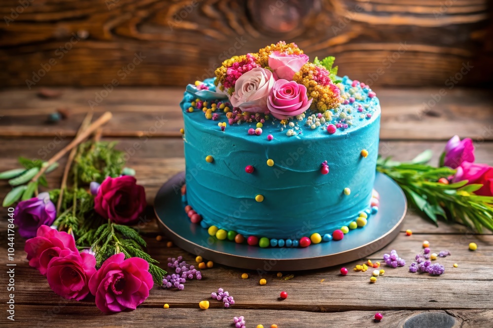 Delicious Blue Cake with Pink Frosting and Colorful Sprinkles – A Sweet Treat for Every Celebration Delicious Blue Cake with Pink Frosting and Colorful Sprinkles – A Sweet Treat for Every Celebration