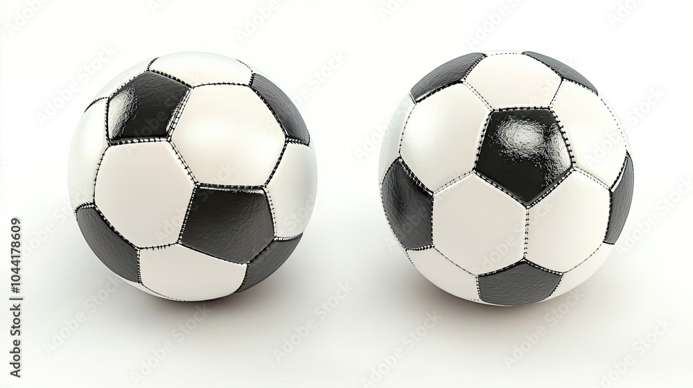 Black and White Soccer Balls on a Plain Background Showcasing Design Generative AI Black and White Soccer Balls on a Plain Background Showcasing Design Generative AI