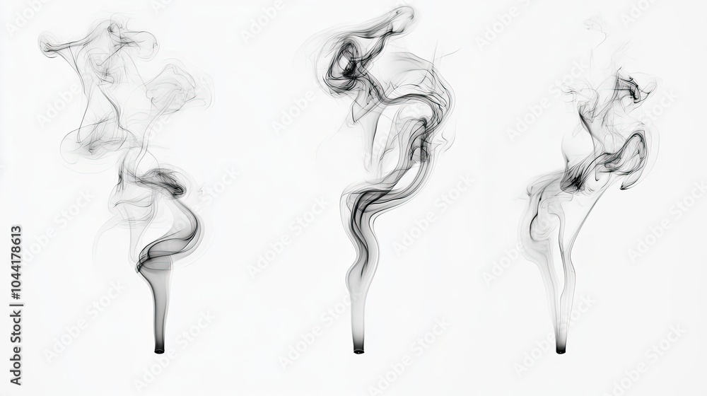Fototapeta premium Black Smoke Swirls Rising Gracefully in a Still Atmosphere Generative AI