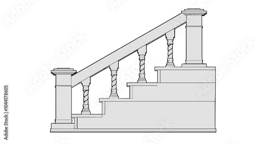 Staircase Balustrade Designs 2D vector
