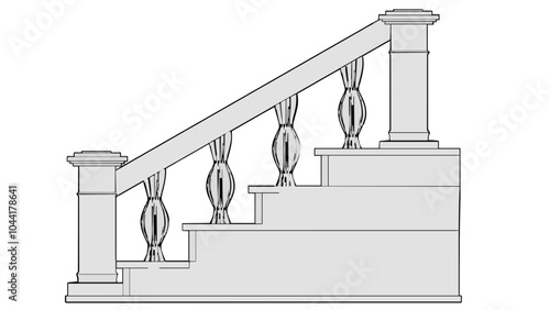 Staircase Balustrade Designs 2D vector
