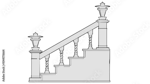 Staircase Balustrade Designs 2D vector
