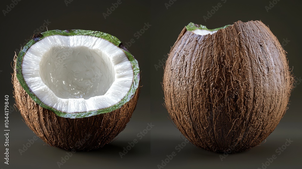 Detailed 3D Rendering of a Coconut Fruit Detailed 3D Rendering of a Coconut Fruit
