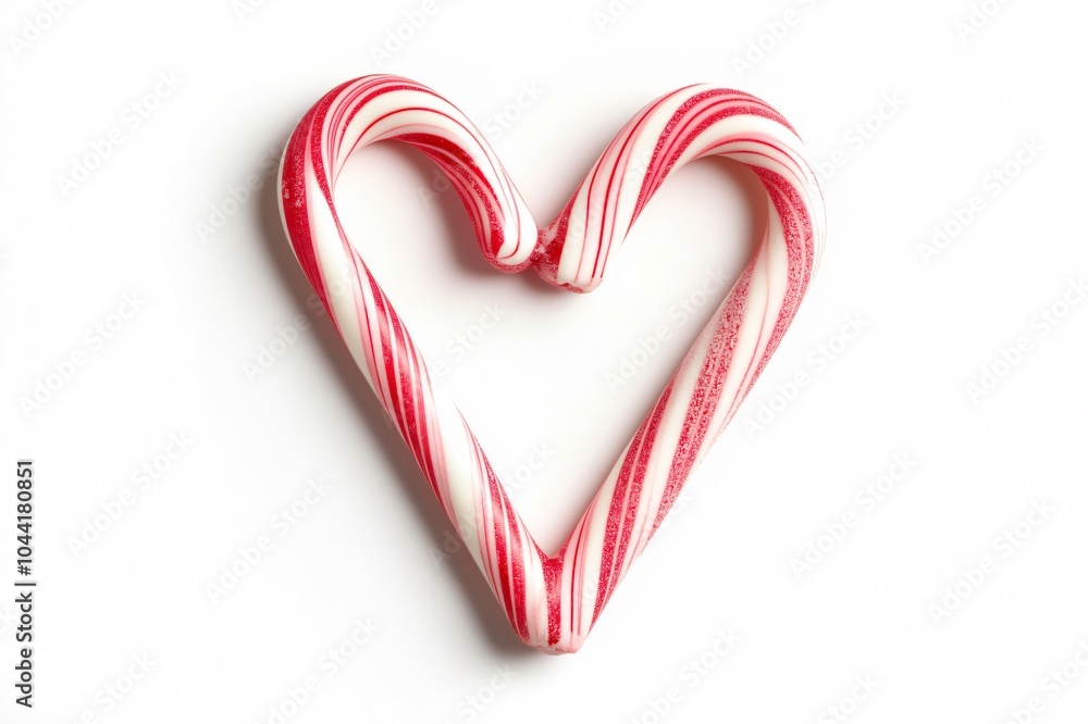 Two traditional red and white candy canes forming a heart shape, a sweet treat for valentine's day or Christmas Two traditional red and white candy canes forming a heart shape, a sweet treat for valentine's day or Christmas