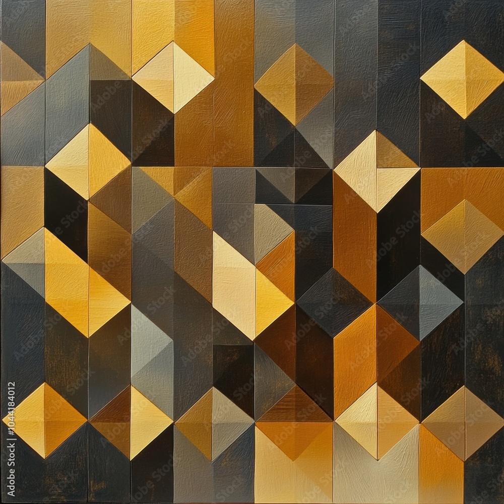 Layered geometric shapes create a striking composition, emphasizing variations in brown and gold tones for a contemporary artistic expression. Generative AI Layered geometric shapes create a striking composition, emphasizing variations in brown and gold tones for a contemporary artistic expression. Generative AI