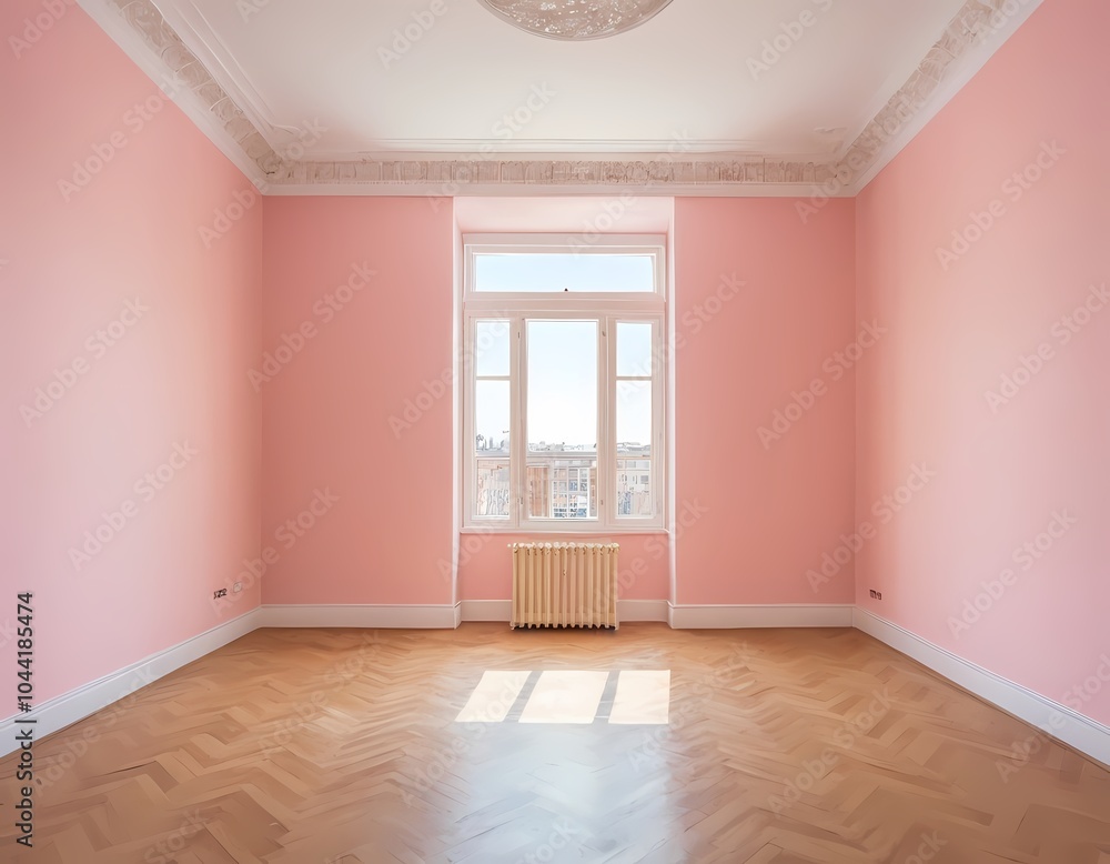 Elegant classical pink room with tall windows and golden accents in a historic building Elegant classical pink room with tall windows and golden accents in a historic building