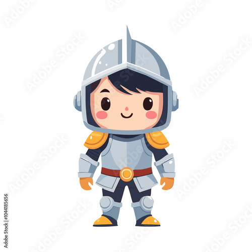 Ilustración linda y minimalista para un cuento de niños de un caballero con armadura
