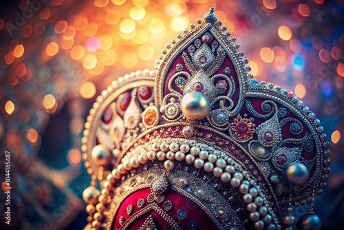 Wallpaper Mural Elegant Surreal Display of Intricate Beaded Kokoshnik Headdress with Velvet and Silver Details Torontodigital.ca