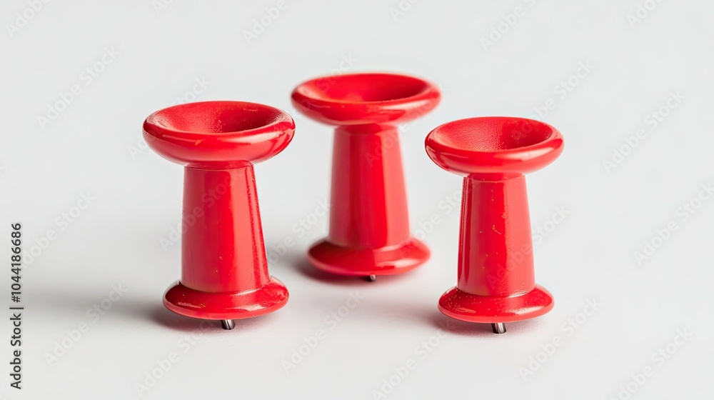 Red Push Pins Arranged on a Neutral Surface for Office Organization Generative AI Red Push Pins Arranged on a Neutral Surface for Office Organization Generative AI
