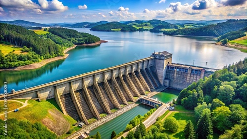 Fototapeta Naklejka Na Ścianę i Meble -  Scenic view of the Solina Reservoir with hydroelectric power plant