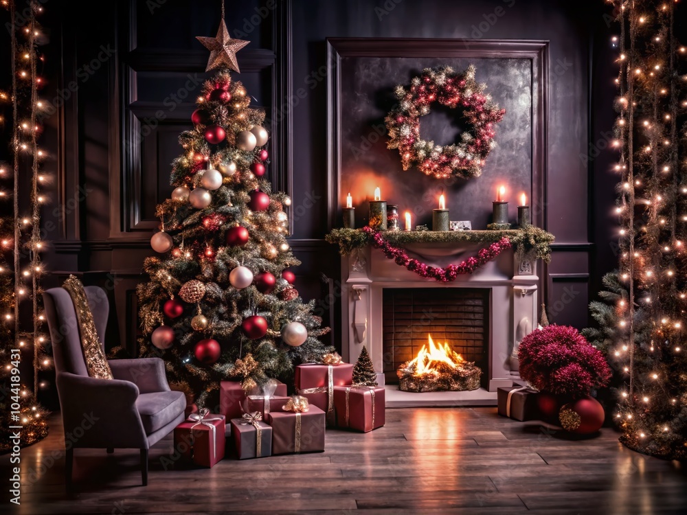 Obraz premium Festive Christmas Decoration with Merry Christmas Sign and Holiday Cheer