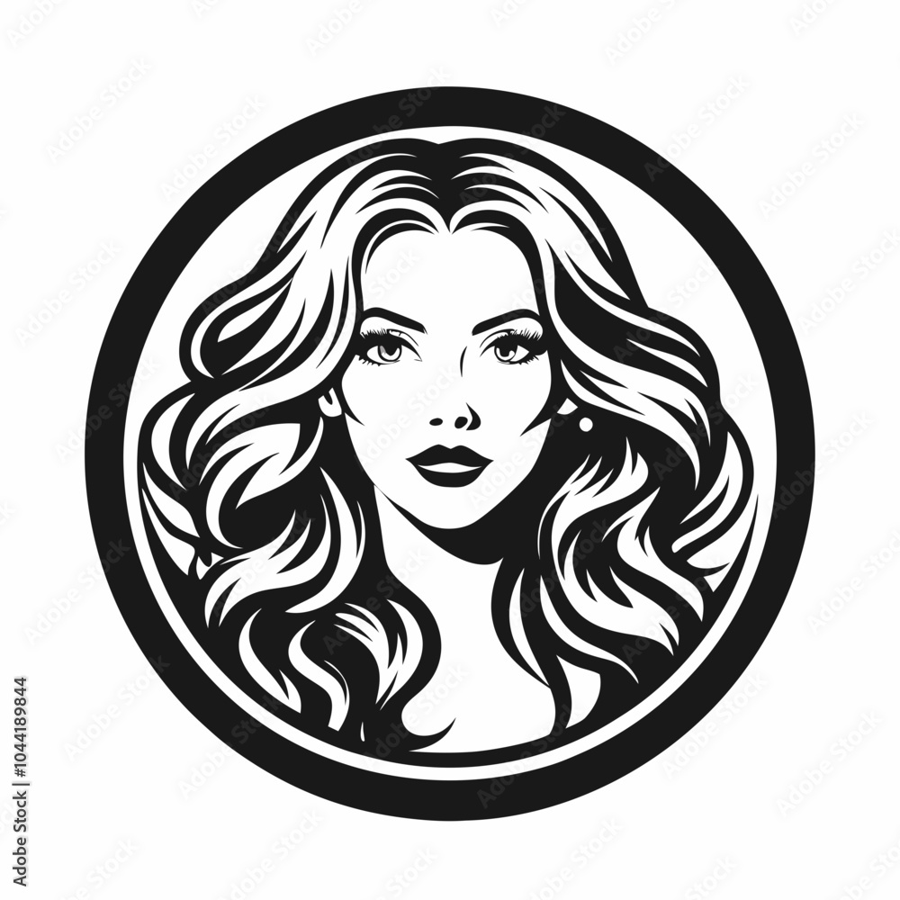 A simple round logo for a beauty salon with a beautiful girl with perfect hair. A simple round logo for a beauty salon with a beautiful girl with perfect hair.