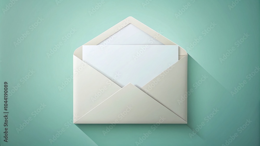 Flat Design Open Envelope with Blank Letter Space for Text - Ideal for Minimalist Communication and Messaging Concepts Flat Design Open Envelope with Blank Letter Space for Text - Ideal for Minimalist Communication and Messaging Concepts