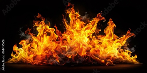 Fire Flames Burning Wildly on Black Background - Dramatic and Captivating Product Photography