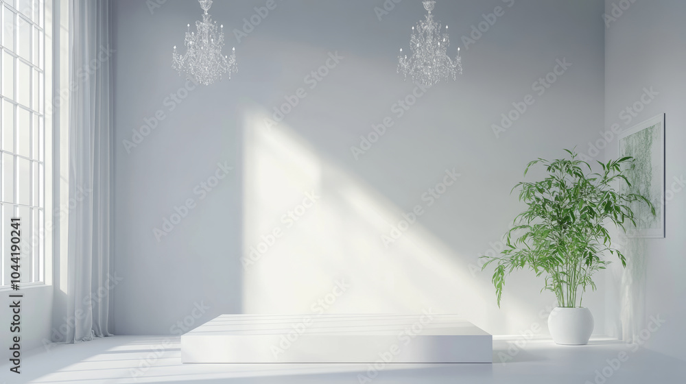 3D rendering of indoor e-commerce product exhibition booth background 3D rendering of indoor e-commerce product exhibition booth background