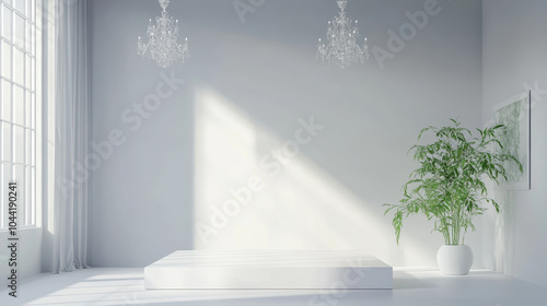 3D rendering of indoor e-commerce product exhibition booth background