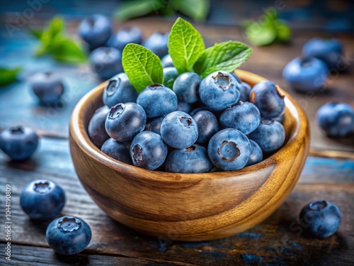 Fresh Blueberries in a Bowl with Copy Space for Healthy Eating and Smoothie Recipes