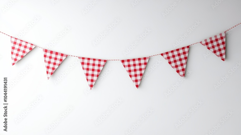 red and white pennants in the shape of a triangle hanging on a light wall background or isolated on a white background with a pennant on a string hanging. Party, birthday or holiday theme
red and white pennants in the shape of a triangle hanging on a light wall background or isolated on a white background with a pennant on a string hanging. Party, birthday or holiday theme