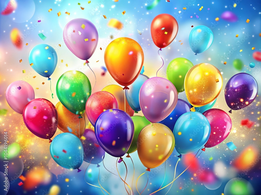 Hand Drawn Party Balloons and Confetti for Birthday Decorations and Invitations Hand Drawn Party Balloons and Confetti for Birthday Decorations and Invitations