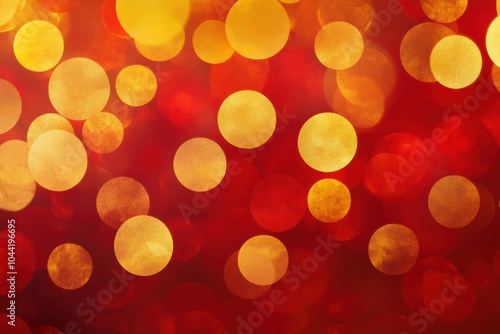 Red and golden abstract circles form intricate patterns that evoke the beauty of Christmas ornaments, perfect for holiday decor. Generative AI