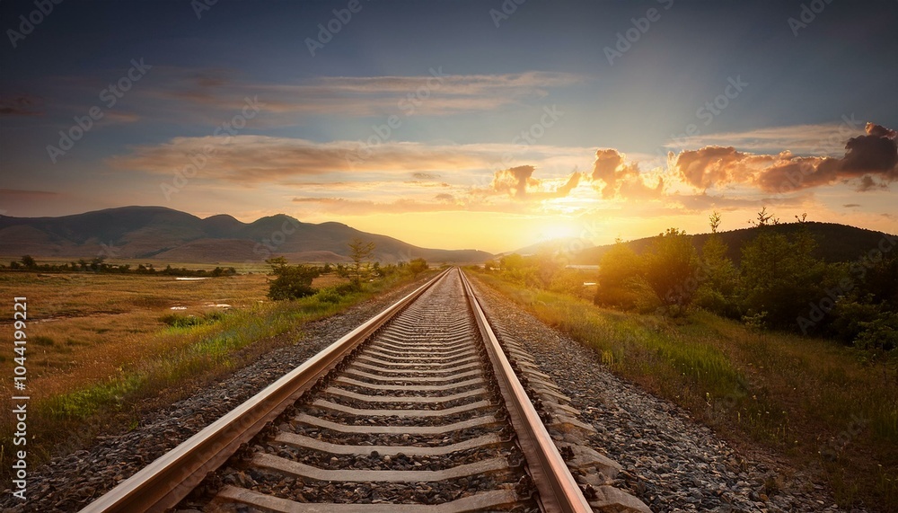 Obraz premium railway in the sunset