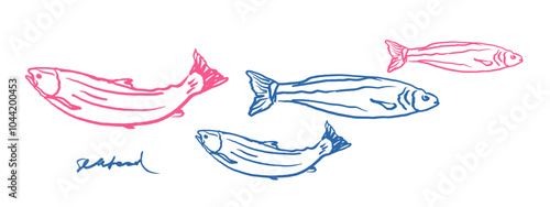 Hand drawn isolated vector set of seafood. Shrimps, langoustines, prawns, salmon, trout, oysters, mussels, squid, crab. Food vintage illustration and template on a white background.