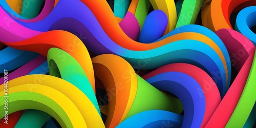multicolor wallpaper representing helical shapes in relief.