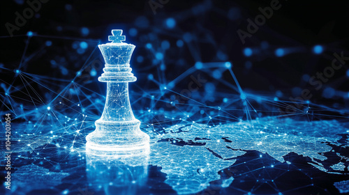 Wallpaper Mural Global Chess Strategy  Digital King on Connected World Map Torontodigital.ca