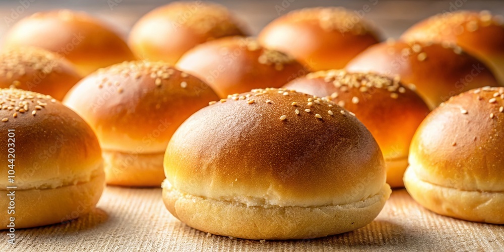 Low Light Photography of Fresh Hamburger Buns on White Background for Culinary and Food Styling Low Light Photography of Fresh Hamburger Buns on White Background for Culinary and Food Styling