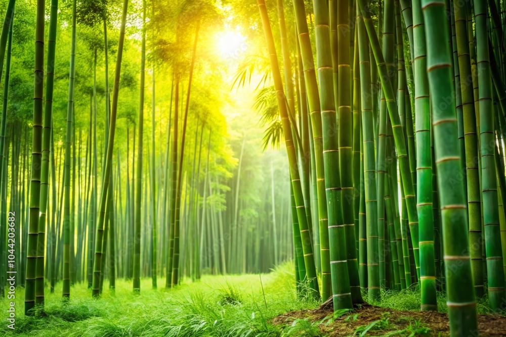 Lush Green Bamboo Forest with Copy Space for Serenity and Nature Themes Lush Green Bamboo Forest with Copy Space for Serenity and Nature Themes
