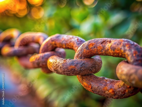 Rusty Metal Chain Link - Symbol of Strength and Connectivity