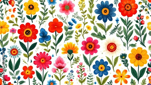 Wallpaper Mural Scandinavian Floral Illustrations: Cute Flowers for Craft & Kids Products Torontodigital.ca