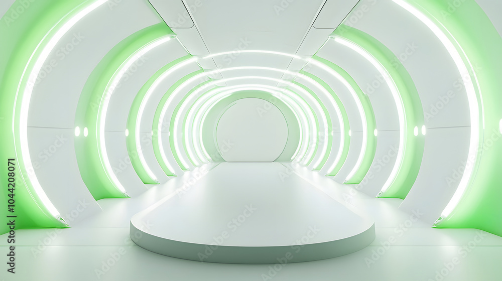 Fototapeta premium Green sci-fi futuristic passage