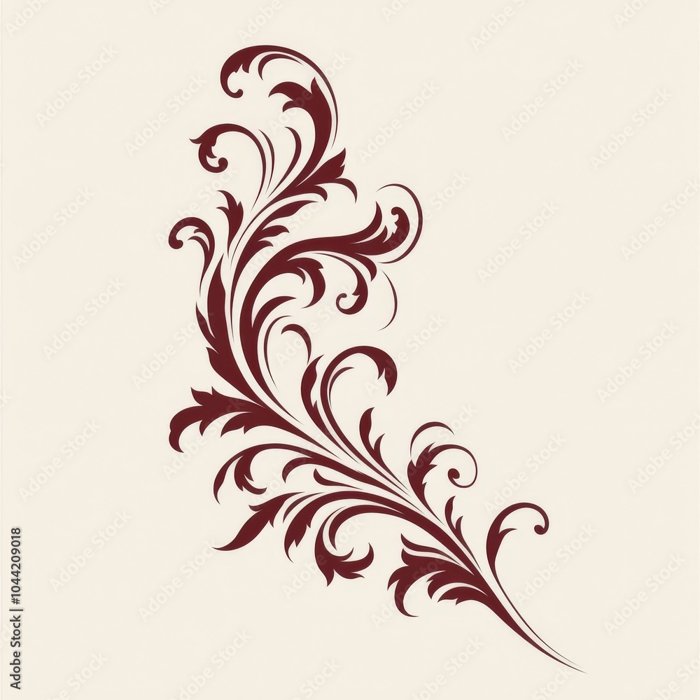 Intricate maroon floral design on a soft cream background, perfect for elegant decor. Intricate maroon floral design on a soft cream background, perfect for elegant decor.