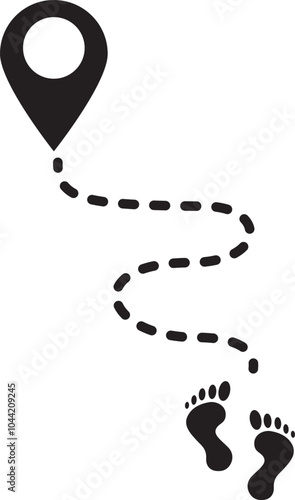 illustration of walking route map icon