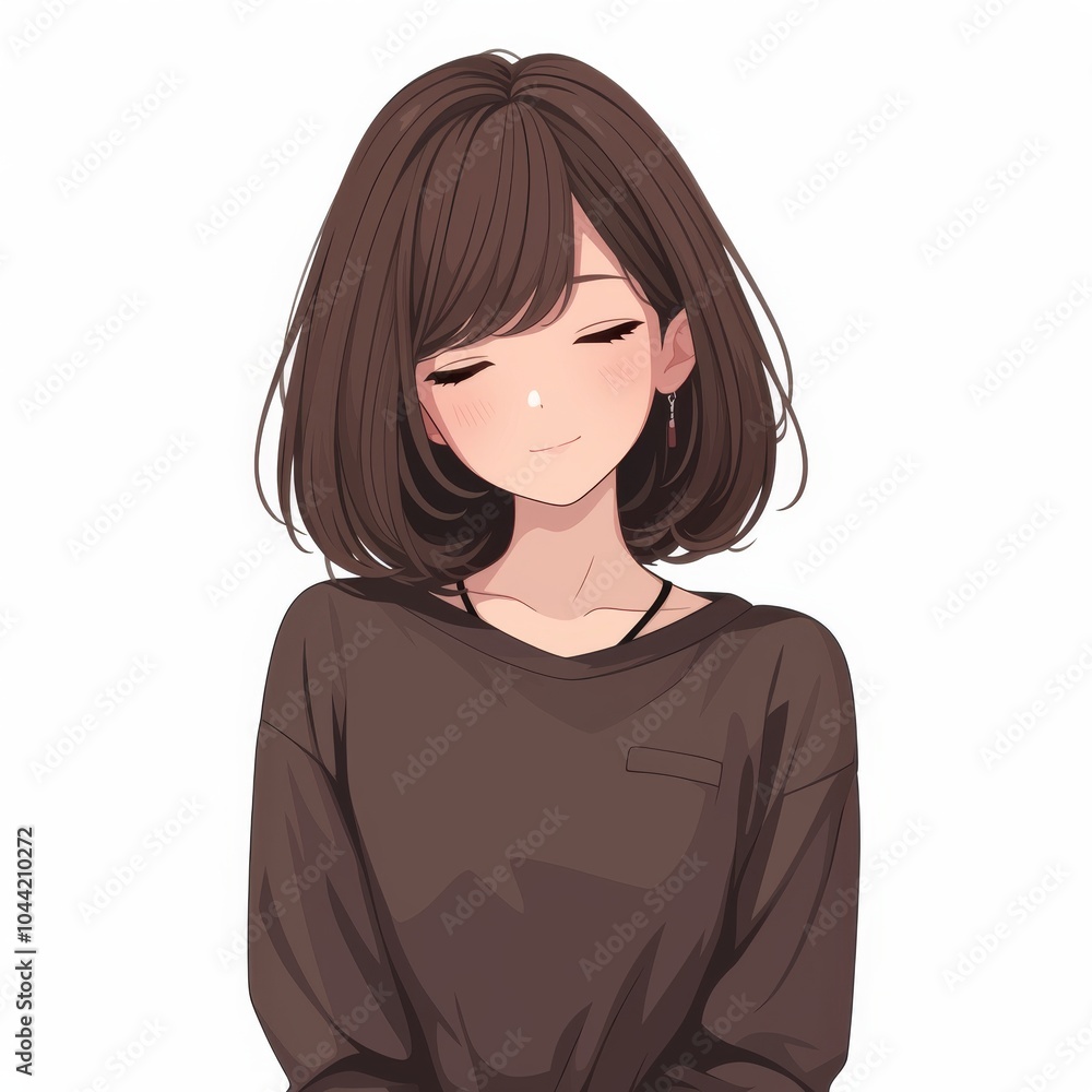 A cheerful young Asian woman with brown hair, smiling softly in a cozy, dark sweater. A cheerful young Asian woman with brown hair, smiling softly in a cozy, dark sweater.