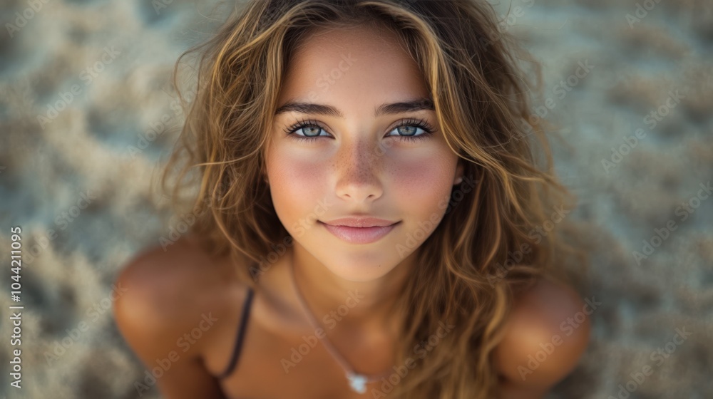 Portrait of a Smiling Woman at the Beach Portrait of a Smiling Woman at the Beach