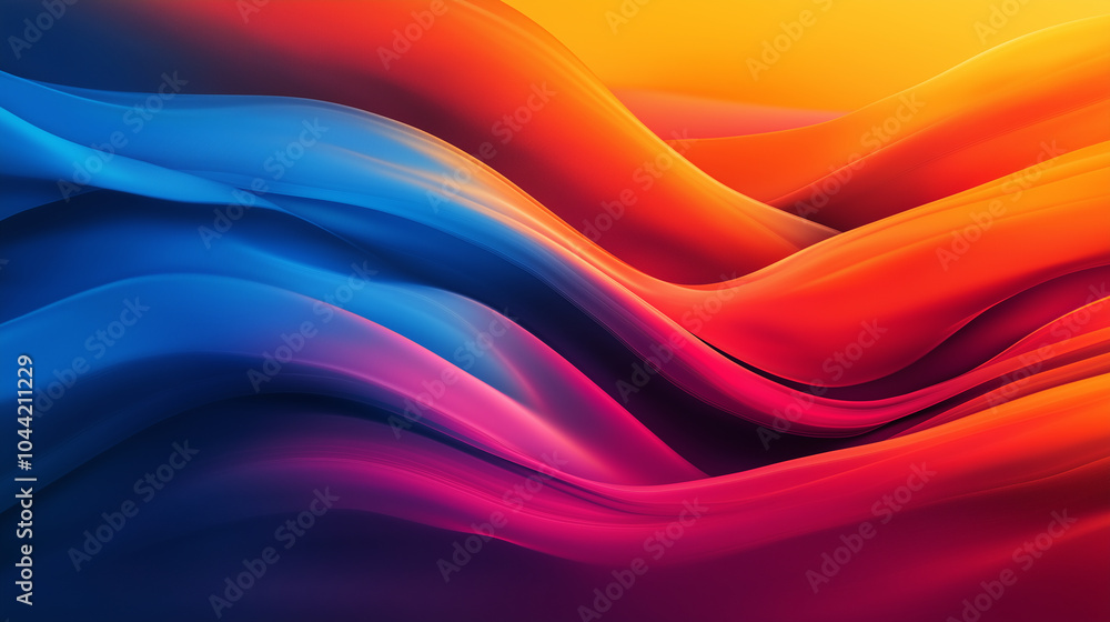 Fototapeta premium Elegant Shiny Metallic Abstract Wave Background with Colorful Organic Gradient Patterns 