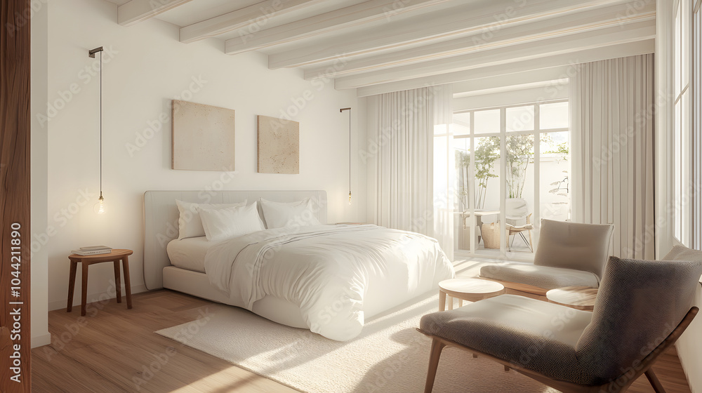 Fototapeta premium Simple and comfortable bedroom background