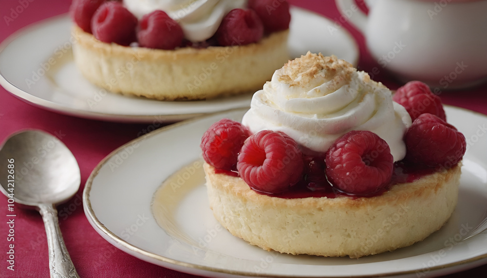 raspberry shortcake on a plate raspberry shortcake on a plate