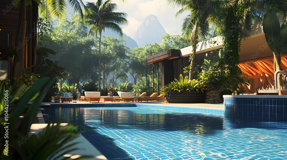 Fototapeta premium The resort's luxurious pool bar