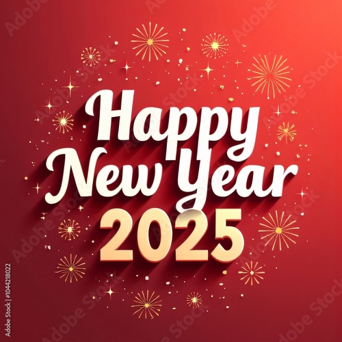 Circular Happy New Year 2025 Design with Fireworks