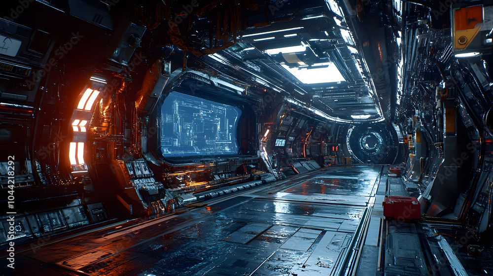 Sci-fi spaceship interior corridor Sci-fi spaceship interior corridor