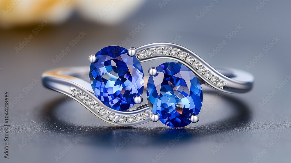 Blue ring jewelry with dual gemstones and diamond accents showcasing elegance and sophistication Blue ring jewelry with dual gemstones and diamond accents showcasing elegance and sophistication
